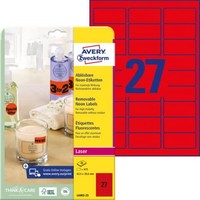 2-20X Avery Zweckform Stick&Lift Etiketten, 63,5 X 29,6 Mm, Rot Spare Bis Zu 18%