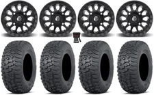 Fuel Vector 14" Wheels Black 30" Terra Hook Tires Polaris RZR Turbo S / RS1