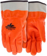 MCR Safety 6521SCO, PVC Coated, Insulated Work Gloves, Double Dipped, HV Orange