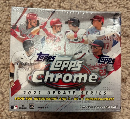 2021 Topps Chrome Update MEGA Factory Sealed Box LARNACH Vaughn RC DENT ON BOX - Picture 2 of 3