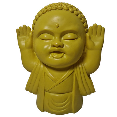 Rocket USA Laughing Baby Buddah Buddah Coin Bank Yellow Plastic Buddhist 8''