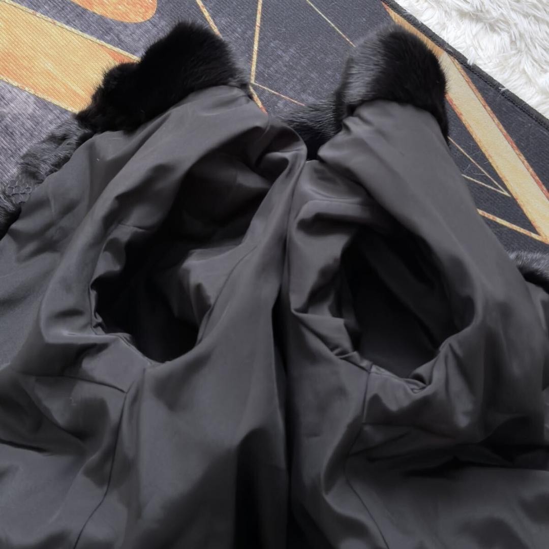 Black Mink Fur Cropped Jacket Python Trim Horizon… - image 9