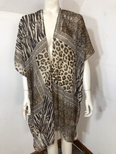Jessica McClintock New Womens One Size Open Front Kimono Animal Print Sparkles