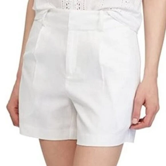 Chaps Linen Blend Pleated Shorts, White, size 4