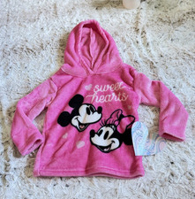 Disney Mickey Minnie Mouse Pink Fleece Pullover Hoodie Long Sleeve Girls 4