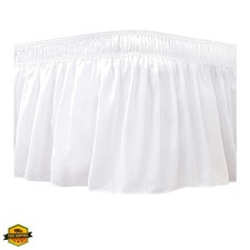 Wrap Around Bed Skirts for Queen Size Beds with 18" Long Drop, White Adjustab...