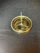 Antique Solid Brass Compass With Sundial Vintage Compass