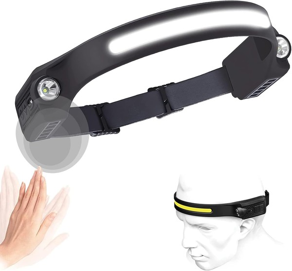Stirnlampe LED Wiederaufladbar Usb, Sensor Kopflampe Headlight Mit 5 Lichtmodi-image