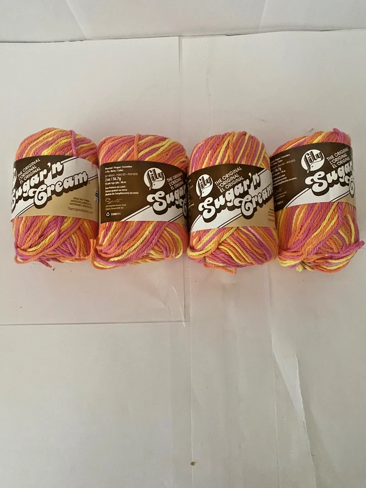 4 New Skeins Lily Sugar ‘N Cream Yarn Playtime 2 oz 95 Yrds each - Image 1 of 3