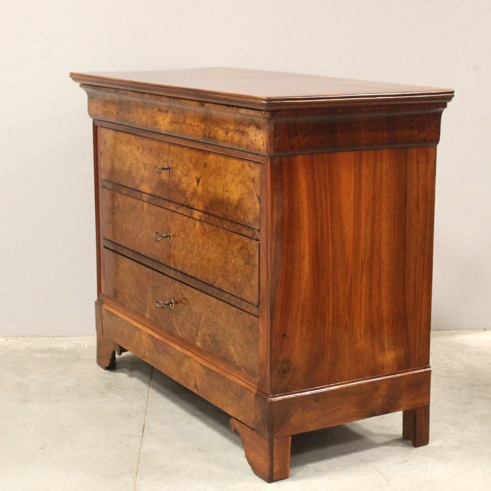 Commode d'époque Louis Philippe - en noyer - 19ème siècle - Photo 4/4