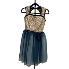 Dance Costume Curtain Call C482 Gold-Navy Blue Large Child Ballet Tutu Pointe