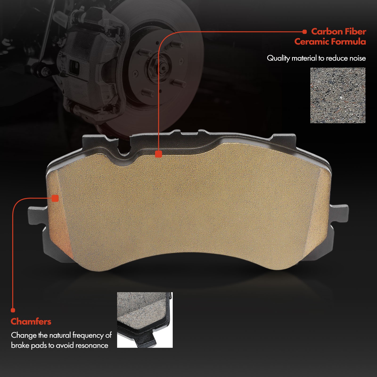 4Pcs Front Driver & Passenger Ceramic Brake Pads for Bentley Bentayage 2017-2024
