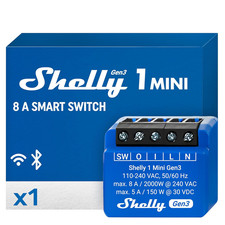 Shelly 1 Mini Gen3, Wifi Matter Smart Relay Switch with Dry Contacts, 1-Channe