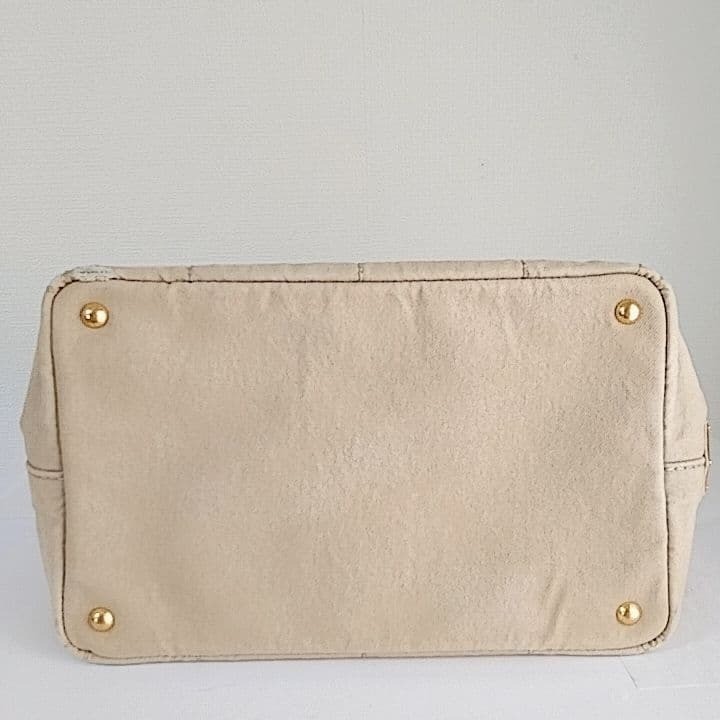 Prada Canapa Tote Bag Beige Canvas Large Vintage Authentic thumbnail 5