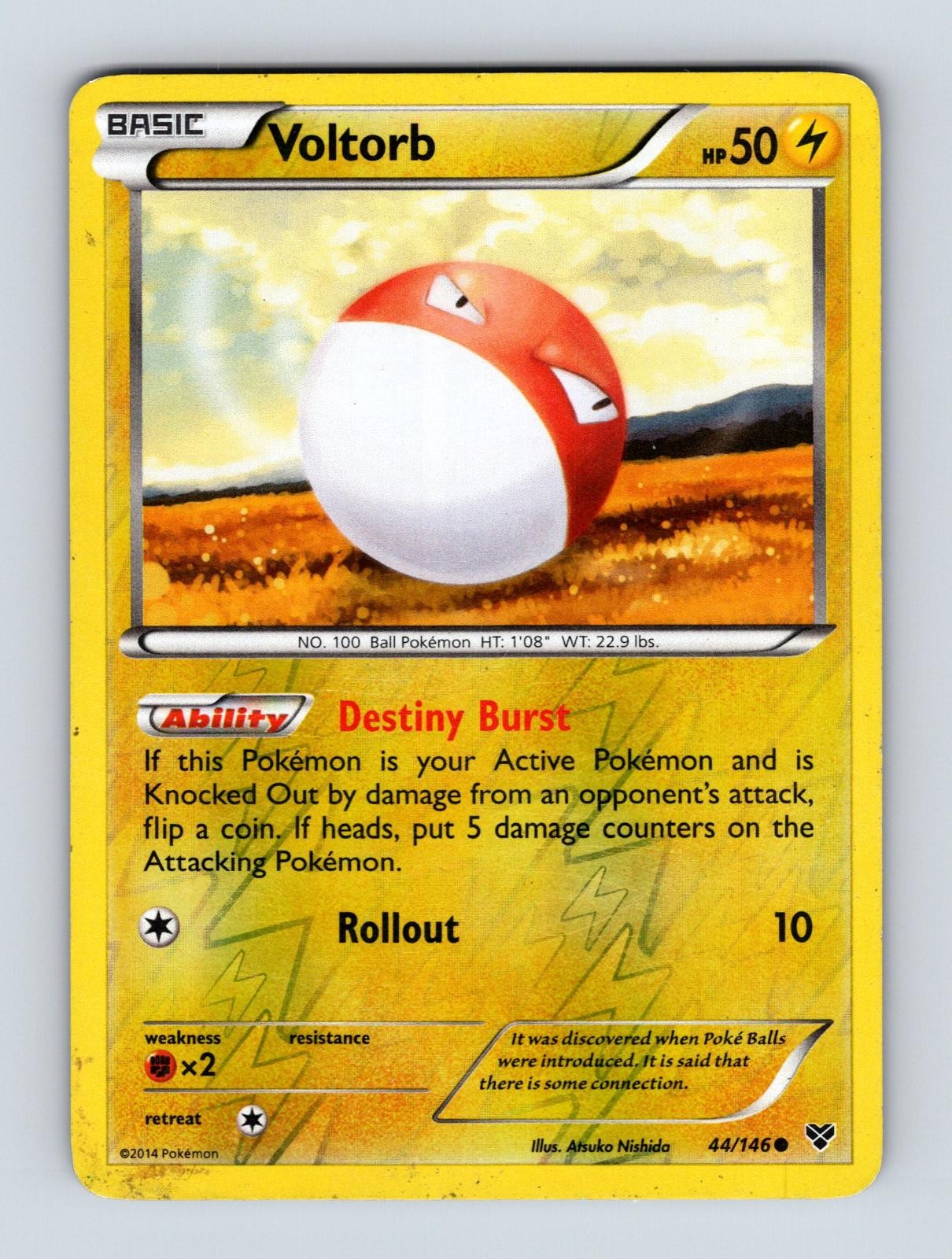 Voltorb 44/146 Common XY Base Set Pokemon Reverse Holo Lightly Played