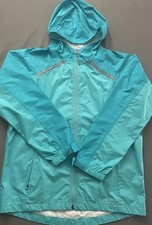LL Bean Rain Jacket Youth Size XL Kids Aqua Discovery Hooded Pockets Full Zip