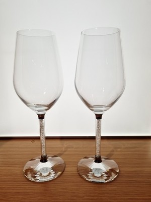 Swarovski Kristall große Weingläser 2er Paar 24 cm hoch SCHNÄPPCHEN! UVP 300£