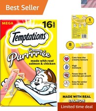 Creamy Cat Treats - Salmon  Chicken, Interactive Feeding Fun, 16 Count