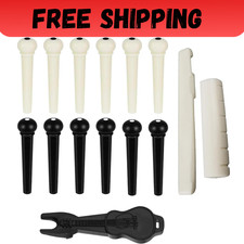 12Pcs Acoustic Guitar Bridge Pins, Guitar String Pins Pegs with Bridge Pin Pulle