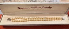 925 Sterling Silver Round Pearl Double Strand...