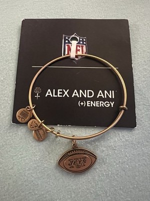 NWT Alex and Ani (+) Energy NFL New York NY Jets Football Gold Bangle Bracelet