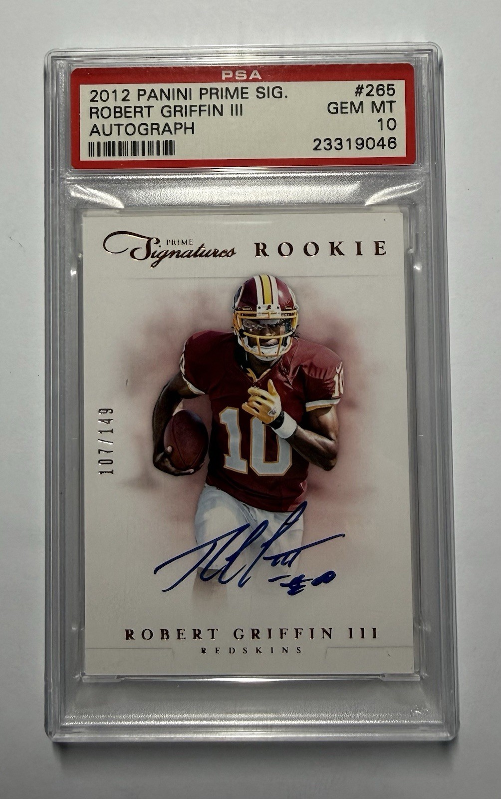 2012 Panini Prime Signatures RG3 Rookie Auto PSA 10 Pop 1 On Card Auto /149