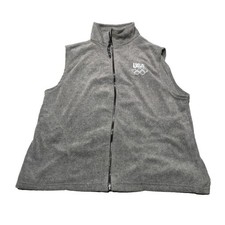Vintage USA Olympic Committee Fleece Vest Mens XL Gray Full Zip Made in USA