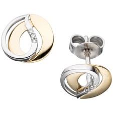 JOBO"44820"Ohrstecker 585 Gold Gelbgold Weißgold bicolor 6 Diamanten Brillanten 