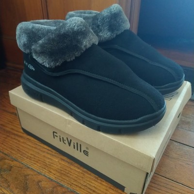 FitVille Diabetic Shoes Boots Slip-on Swollen Feet Men's 11 EW Extra Wide Black 
