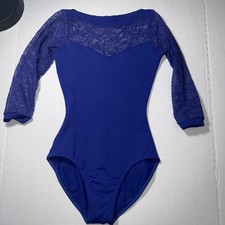 So Danca Long Sleeved Lace Leotard in Blue Color and size Petite or Adult XS