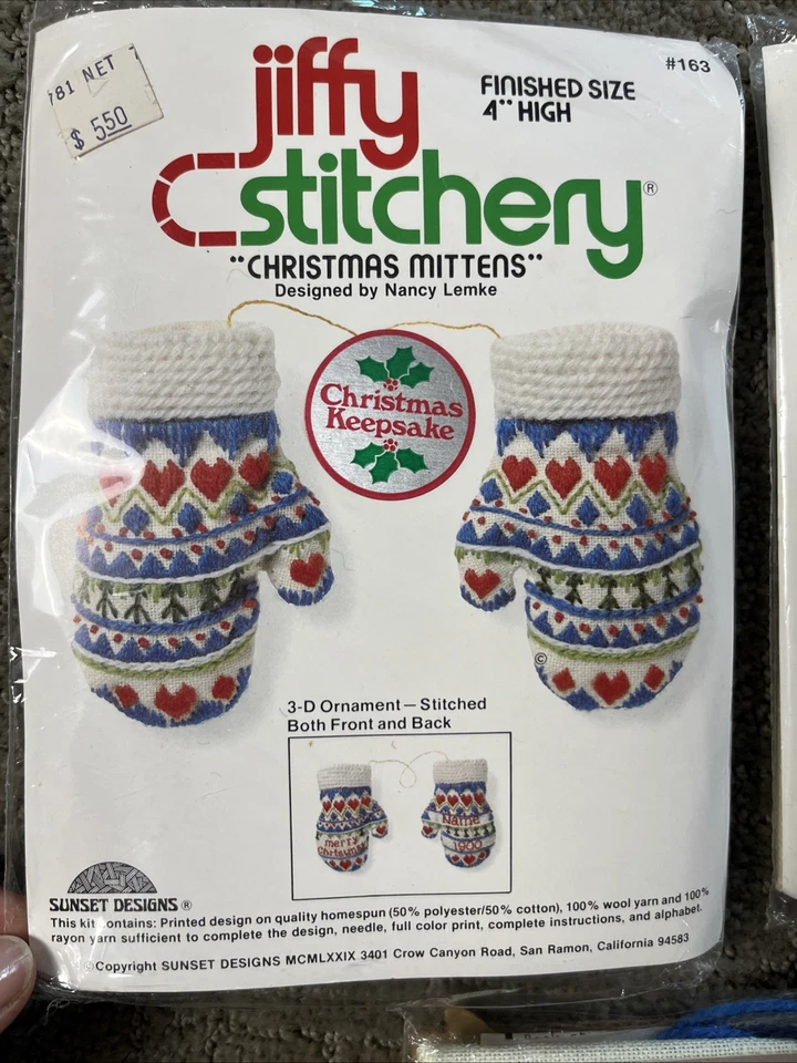 Nuevo Jiffy Stitchery Kit Acebo Medias Adorno Crewel Bordado Navidad Lote Foto 3 de 4