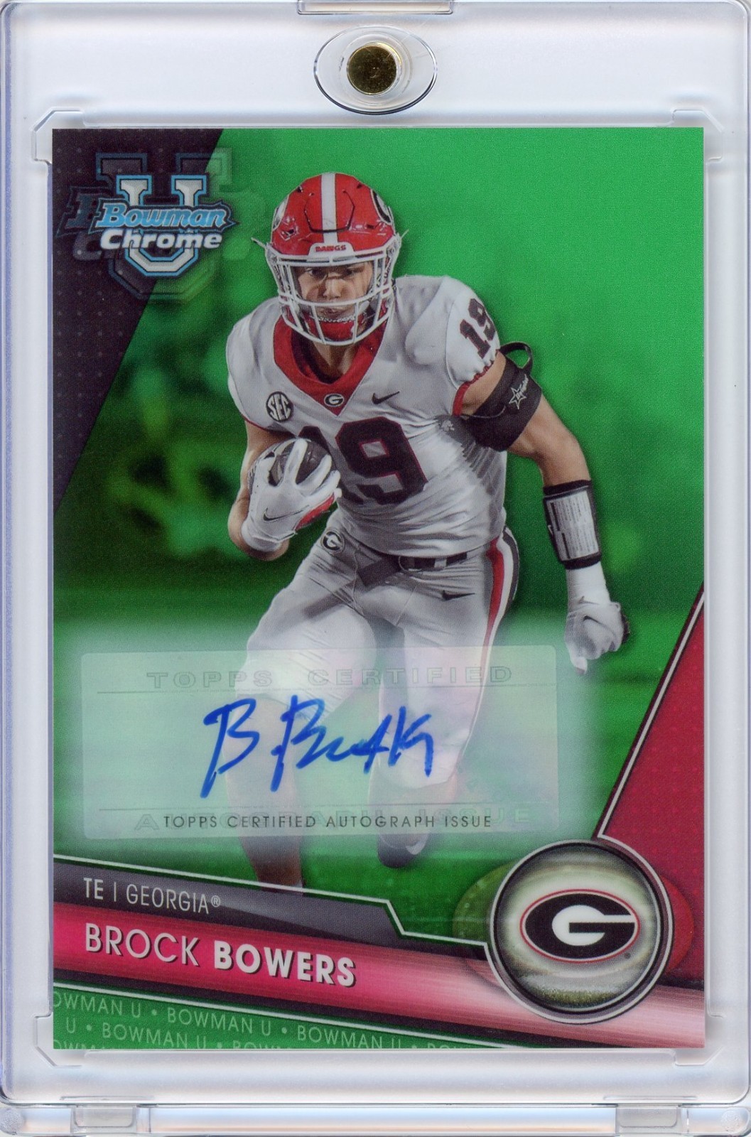 Brock Bowers (RC) #50 Prospect Green Refractor Auto /99 - 2023 Bowman U Chrome