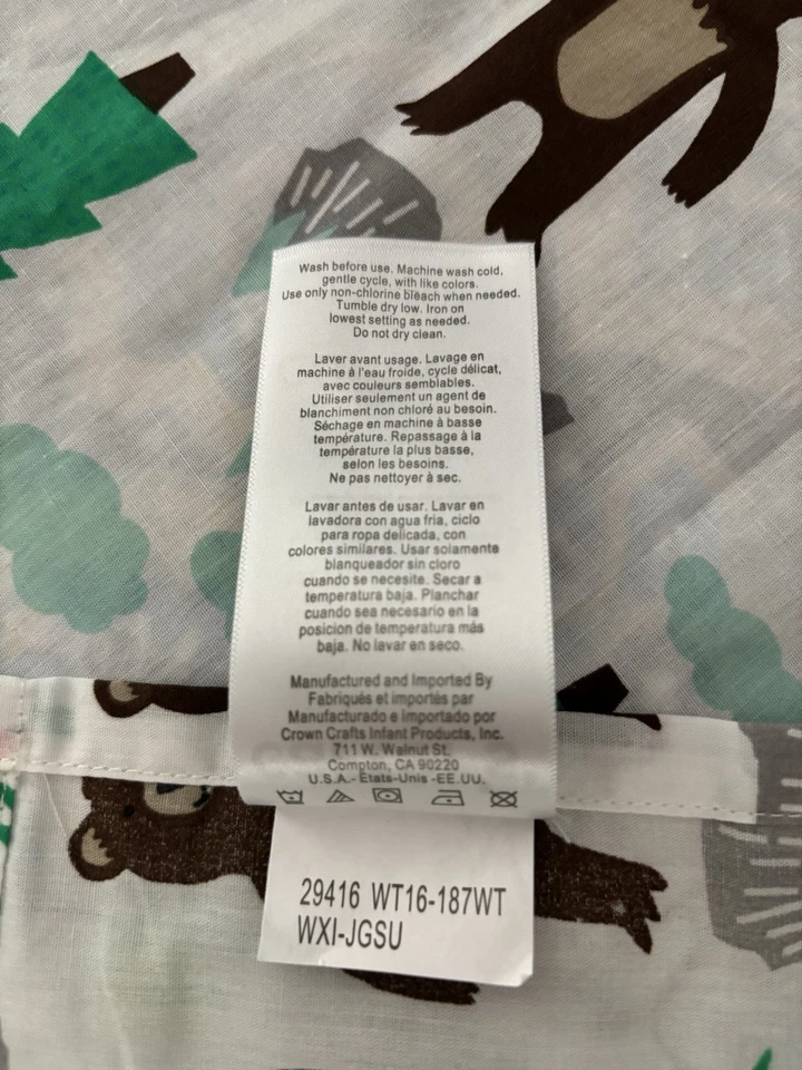 Juego de sábanas para cuna Carter's de tres piezas planas ~ ajustadas ~ funda de almohada oso mapache bicicleta Foto 4 de 4