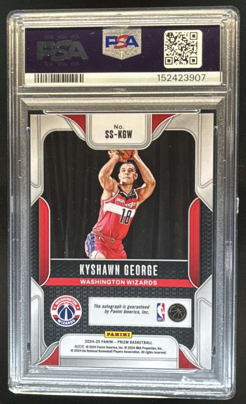 2024-25 Prizm Kyshawn George Sensational Signatures RC Auto #SS-KGW PSA 10 view 2