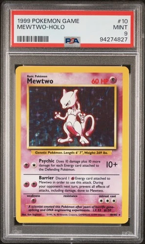 1999 POKEMON BASE SET UNLIMITED #10 MEWTWO-HOLO PSA 9