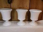 Lot of 3 Vintage Napco White Milk Glass 6" Pedestal Urn Style Planter Vases