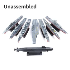 8x 4D Aircraft Carrier Cruiser Frigate Submarine Battleship Model Unassembled