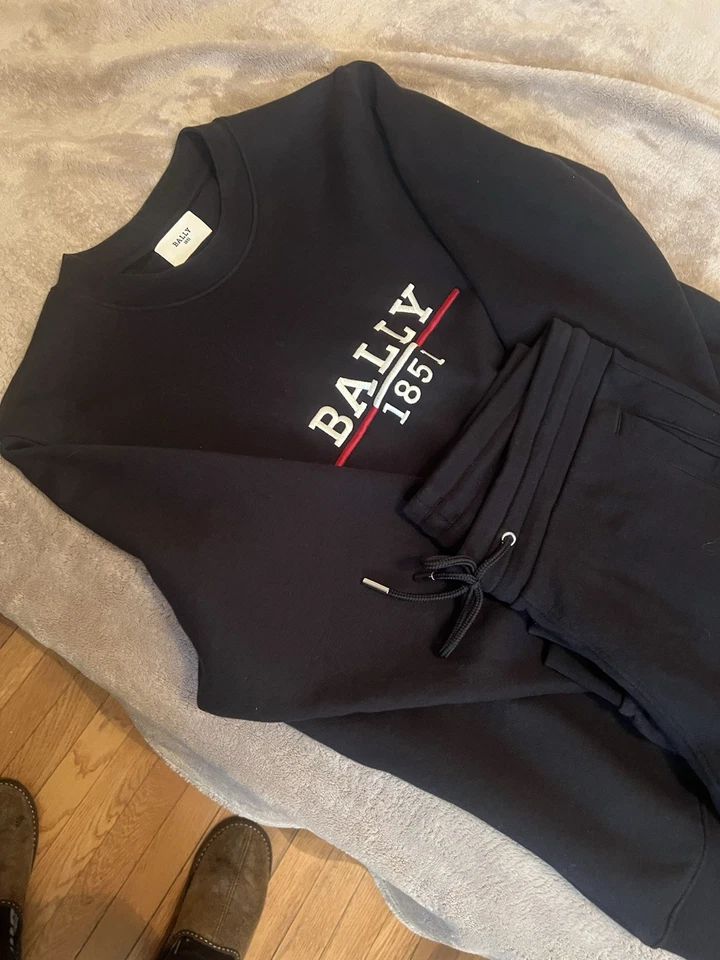 Bally Men’s Black Sweatshirt and Sweatpants Set Size Large 100% Cotton - Image 2 of 3