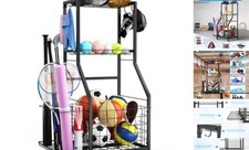 Sports Equipment Garage Organizer,Garage Ball Storage Rack for Sports Black