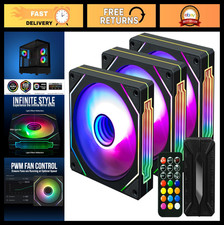 120mm ARGB Case Fans 3 Pack - RGB PC Cooling Fans with Remote  Hub, Quiet High