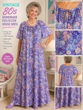 Vintage 80's Housedress Gown M/L Polyester Homemade Grannycore Maxi Long Purple
