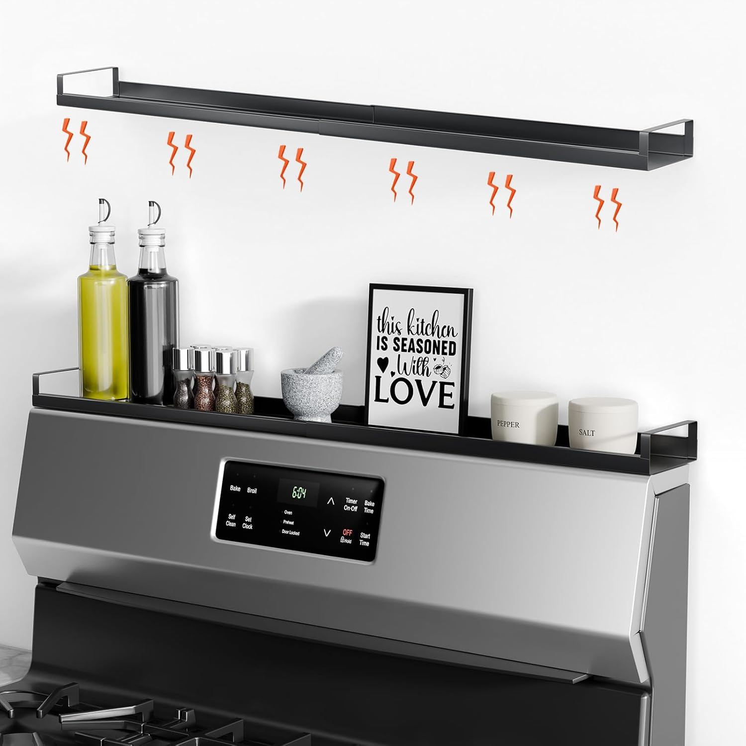 4X Strong Magnetic Shelf for Stove Top, 30" Adjustable Oven Shelf Spice Rack ove