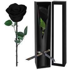 Black Single Forever Roses in a Box,Preserved Flowers for Delivery,Preserved Ros