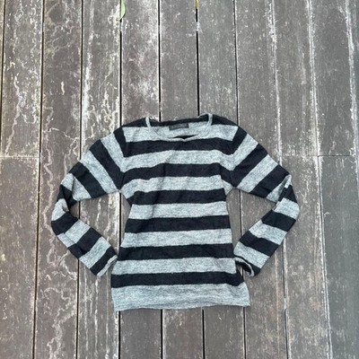 IF SIX WAS NINE Stil schwarz grau gestreifter Strickpullover Y2K Herren...