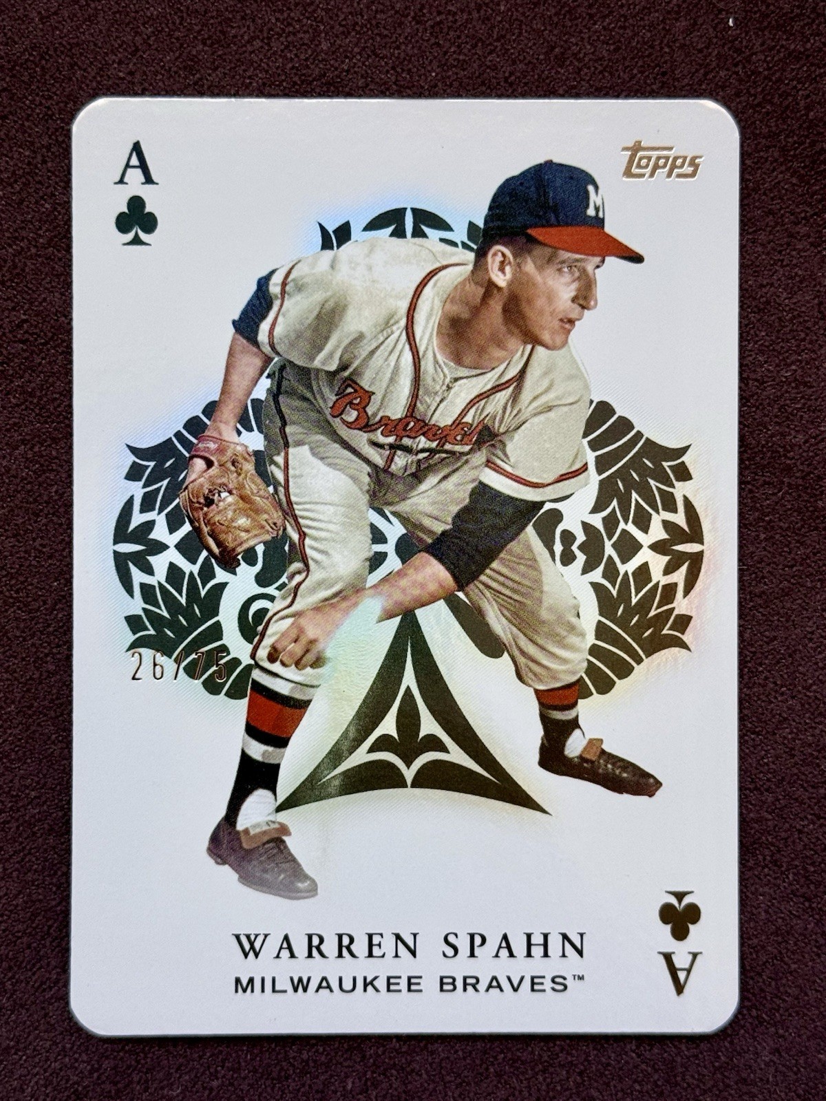 2023 Topps Update All Aces Warren Spahn #AA61 Gold Foil Insert 26/75 Die Cut Sp