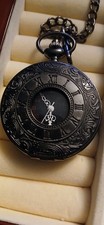 Half Hunter Black Pocket Watch