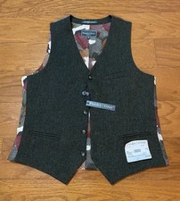Paisley  Gray Mens Slim Fit Vest w/ Owl Print Back Medium New NWT 80