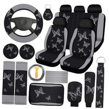 43 Pcs Butterfly Car Seat Full Set Butterfly Car Accessories for Women 5 Grey