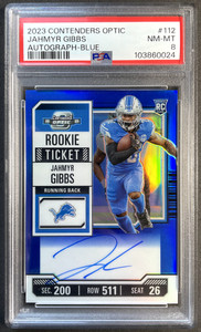 JAHMYR GIBBS 2023 Panini Contenders Optic Blue #112 RC ROOKIE AUTO /75 PSA 8 🔥