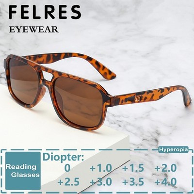 Classic Oval Tinted Reading Glasses Men Women Outdoor Shade Presbyopic Glasses